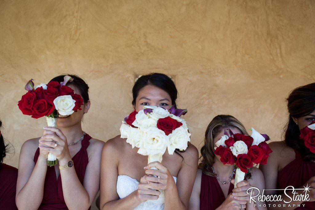 bride with bridesmaids pasadera wedding