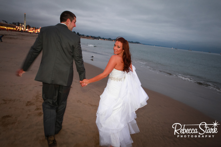 the wedding couple in Santa Cruz at Cocoanut Grove