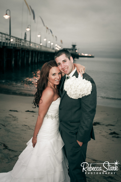 the bride and groom on the beach at Cocoanut Grove