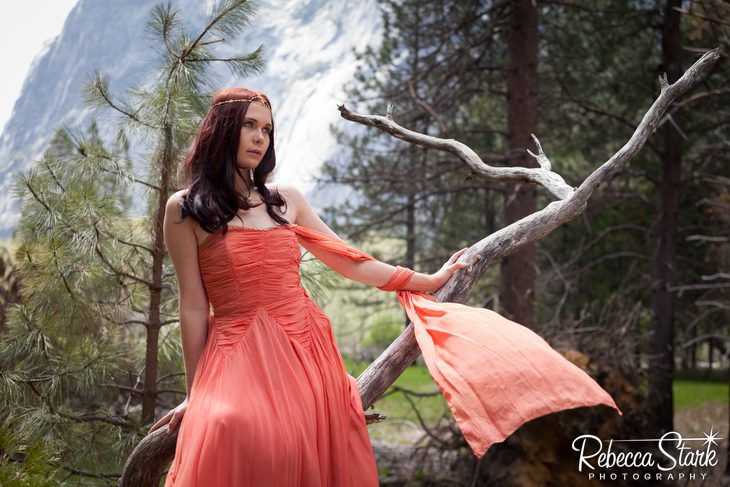 girl in a pretty dress and meadow