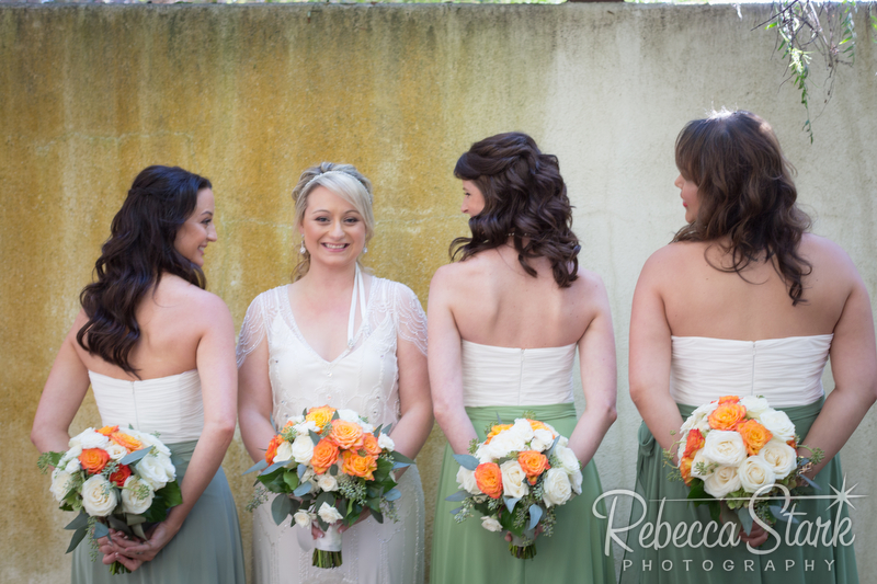 bridesmaids and bride