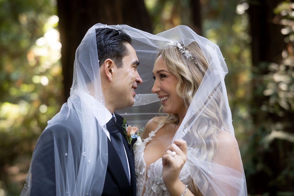 couple smiles after elopement in Big Sur